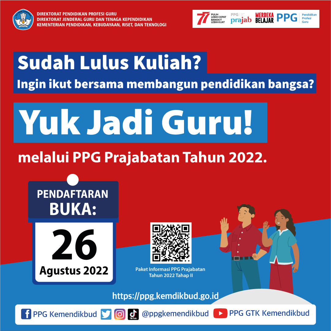 Pengumuman Pendaftaran PPG Prajabatan Gelombang 2 Tahun 2022